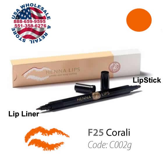 HennaLips Natural Henna Lip Liner and Lipstick Pen Corali Color