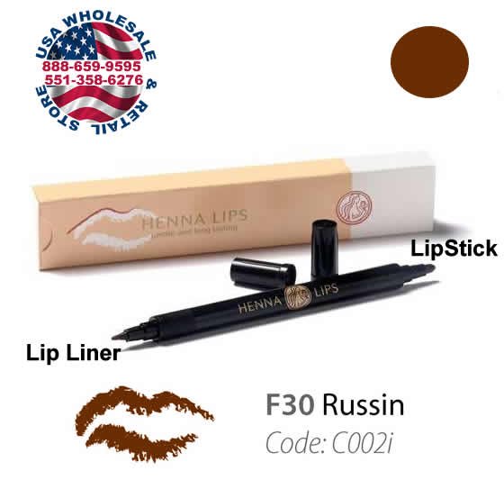 HennaLips Natural Henna Lip Liner and Lipstick Pen Russin Color