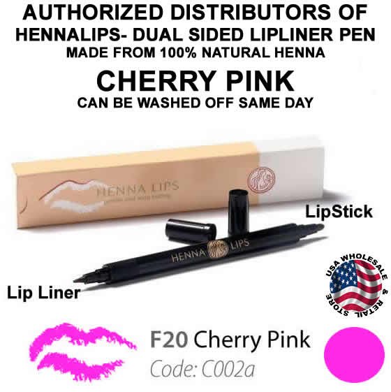 Henna Lips Pen Lip Liner Lipstick CHERRY PINK COLOR  